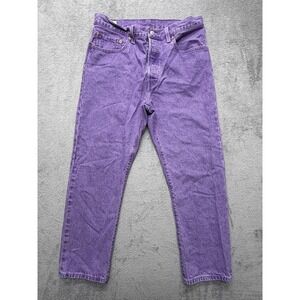 Levis 501 Jeans Womens 31x26 Purple‎ Denim Button Fly Straight Leg WaterLess